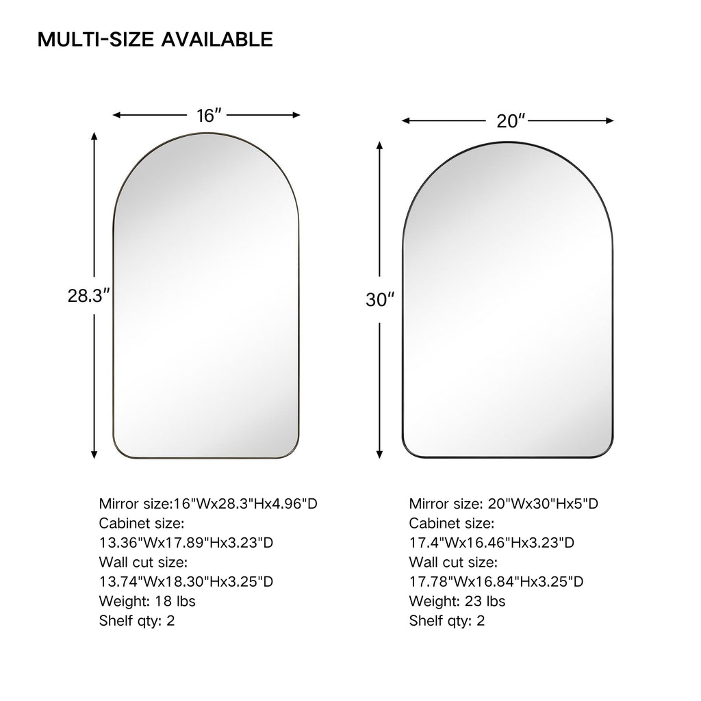 TEHOME Aristes Recessed Framed Medicine Cabinet with Mirror and Adjustable Shelves