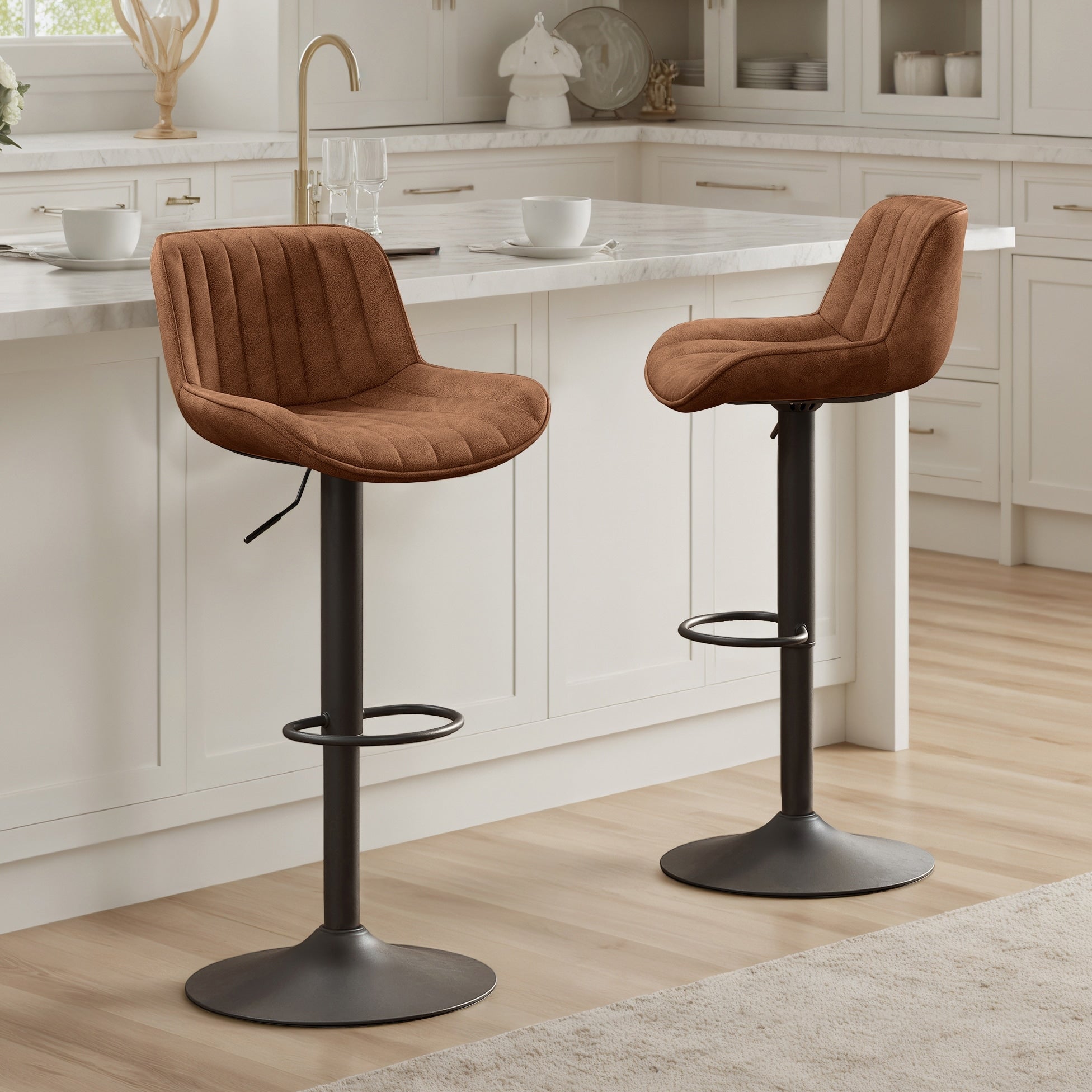 Art Leon Adjustable Height Swivel Barstool, Set of 2