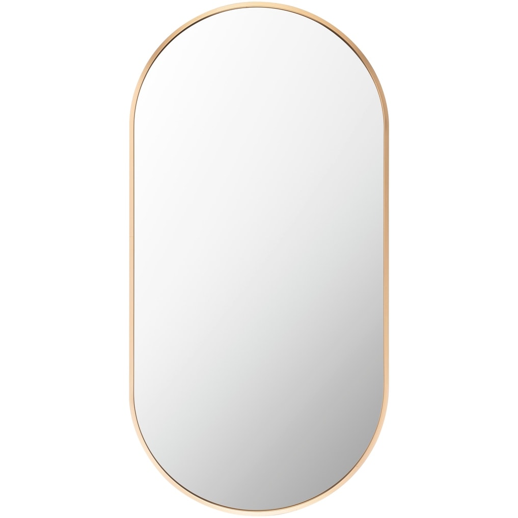 Livabliss Aranya Modern Aluminum Oval Pill-Shaped Accent Mirror