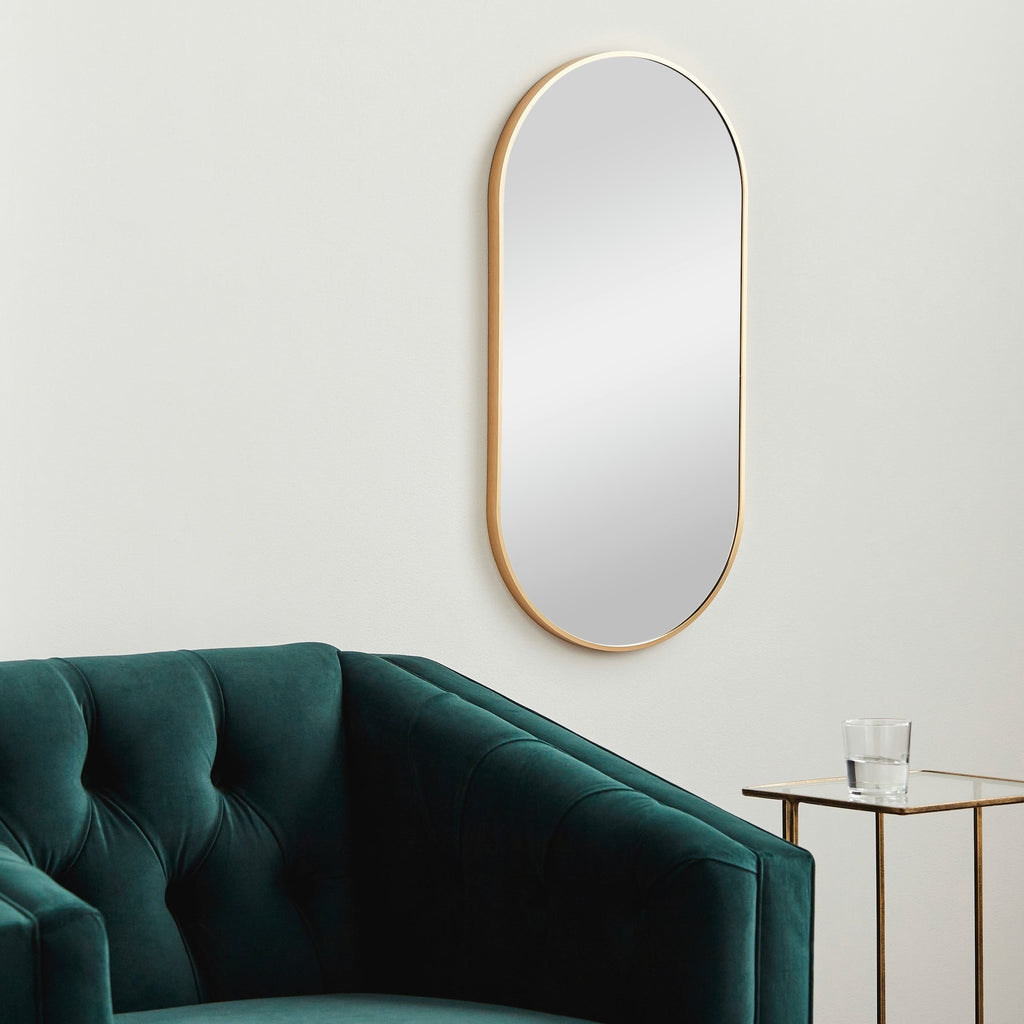 Livabliss Aranya Modern Aluminum Oval Pill-Shaped Accent Mirror