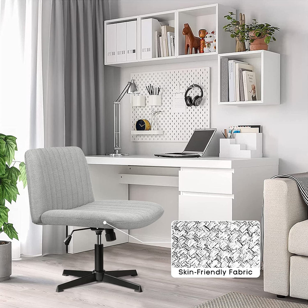 BOSSIN Criss Cross Chair Armless Office Desk Chair No Wheels,Fabric Padded Modern Swivel Vanity Chair office chair