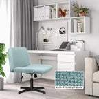 BOSSIN Criss Cross Chair Armless Office Desk Chair No Wheels,Fabric Padded Modern Swivel Vanity Chair office chair