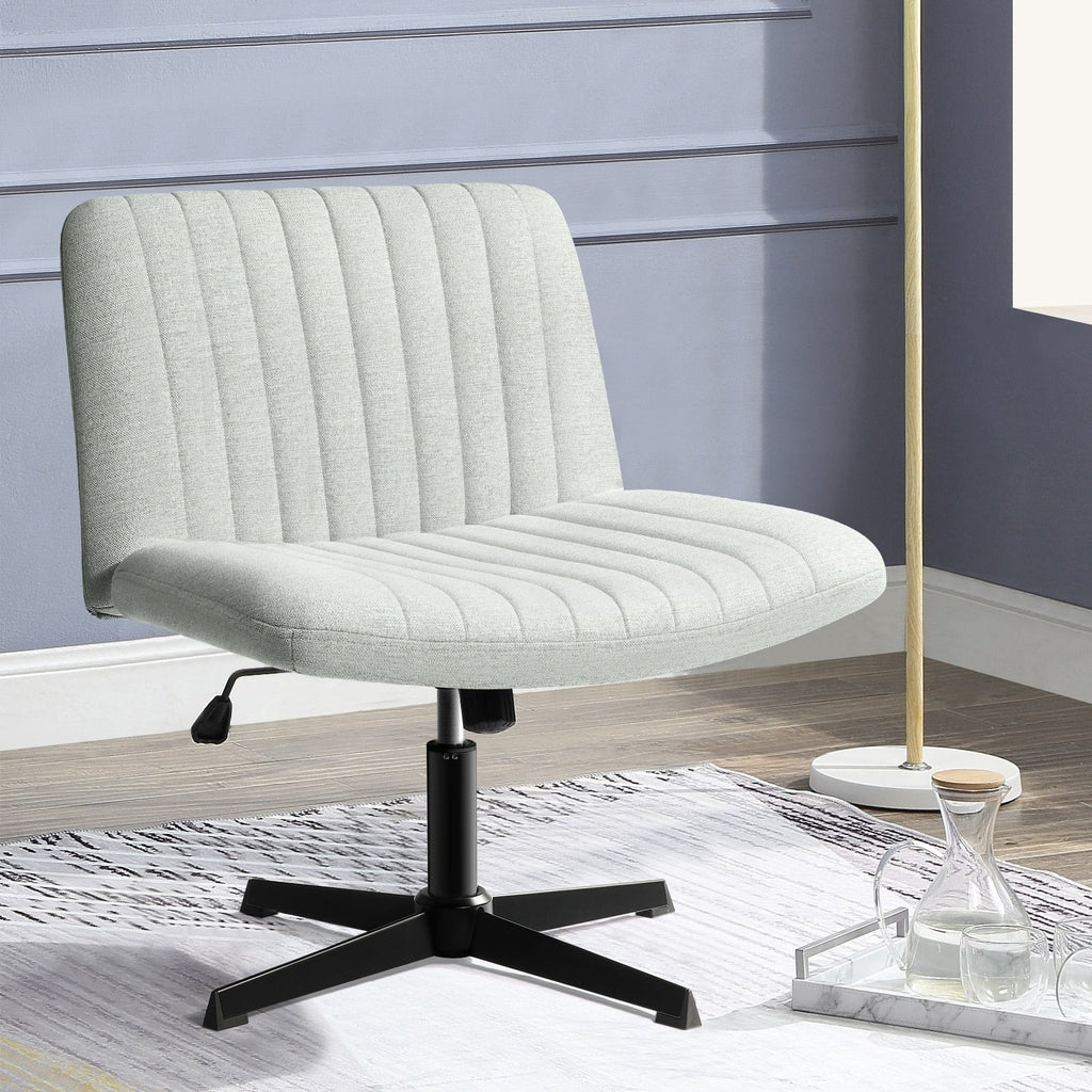 BOSSIN Criss Cross Chair Armless Office Desk Chair No Wheels,Fabric Padded Modern Swivel Vanity Chair office chair