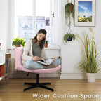 BOSSIN Criss Cross Chair Armless Office Desk Chair No Wheels,Fabric Padded Modern Swivel Vanity Chair office chair