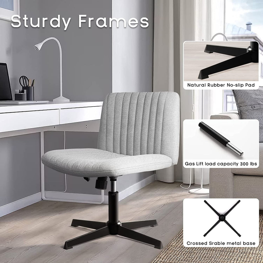 BOSSIN Criss Cross Chair Armless Office Desk Chair No Wheels,Fabric Padded Modern Swivel Vanity Chair office chair