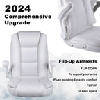 BOSSIN Big and Tall Office Chair Ergonomic High Back Computer Adjustable Height Leather Executive Chair with Padded Flip-up Arms