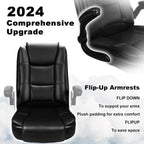 BOSSIN Big and Tall Office Chair Ergonomic High Back Computer Adjustable Height Leather Executive Chair with Padded Flip-up Arms