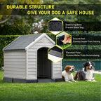 BOSSIN Plastic Dog House for Small to Large Sized Dogs, Indoor Outdoor Insulated Doghouse Puppy Shelter with Elevated Floor