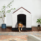 BOSSIN Plastic Dog House for Small to Large Sized Dogs, Indoor Outdoor Insulated Doghouse Puppy Shelter with Elevated Floor