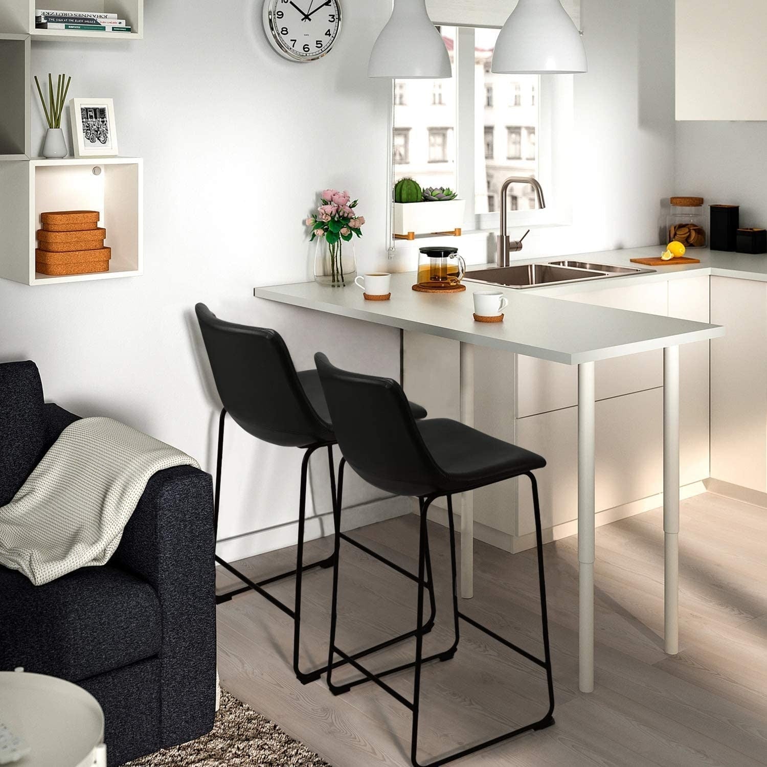 Bossin 18/26/30 inch Bar Stools,Counter Height Bar Stools with Back Modern PU Leather Stools Dining Chair with Footrest