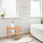 Bamboo Shower Bench Seat Bathroom Spa Chair Seat with Storage Shelf - Natural