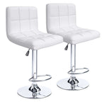 Bar Stools Adjustable Armless Swivel PU Leather Barstools Set of 2