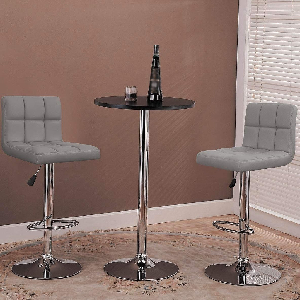 Bar Stools Adjustable Armless Swivel PU Leather Barstools Set of 2