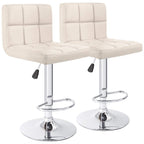 Bar Stools Adjustable Armless Swivel PU Leather Barstools Set of 2