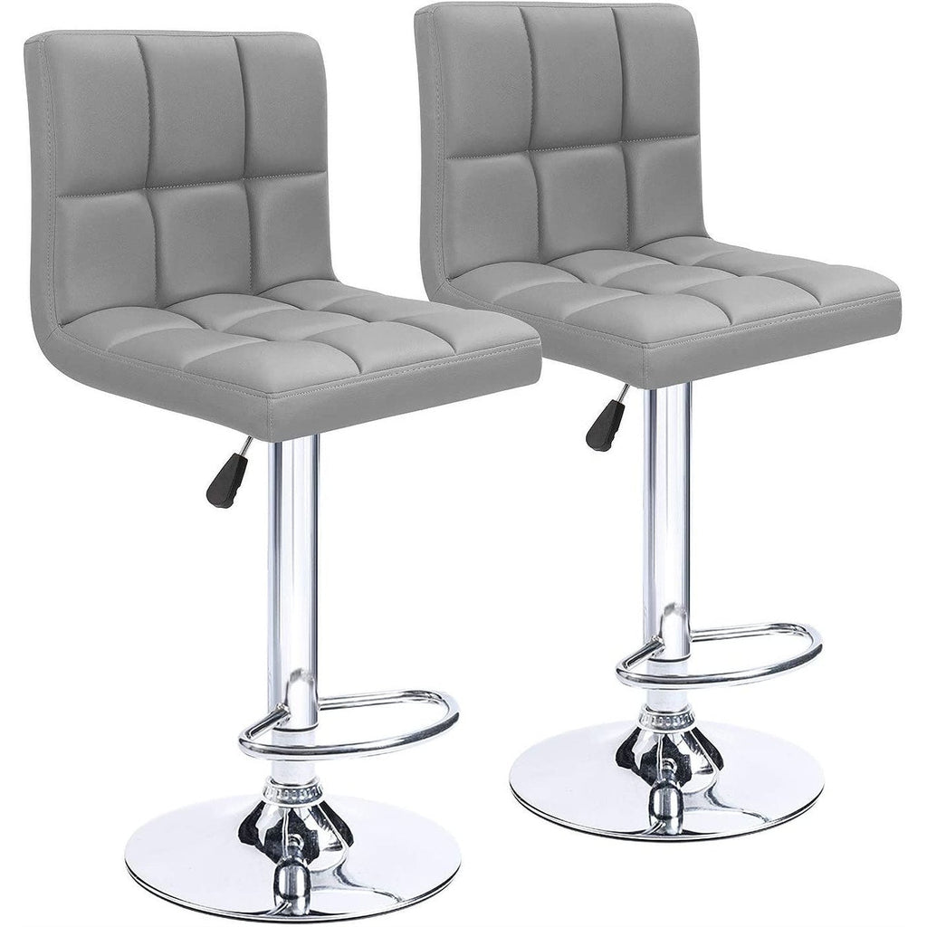 Bar Stools Adjustable Armless Swivel PU Leather Barstools Set of 2