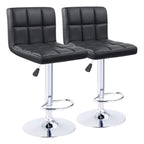 Bar Stools Adjustable Armless Swivel PU Leather Barstools Set of 2