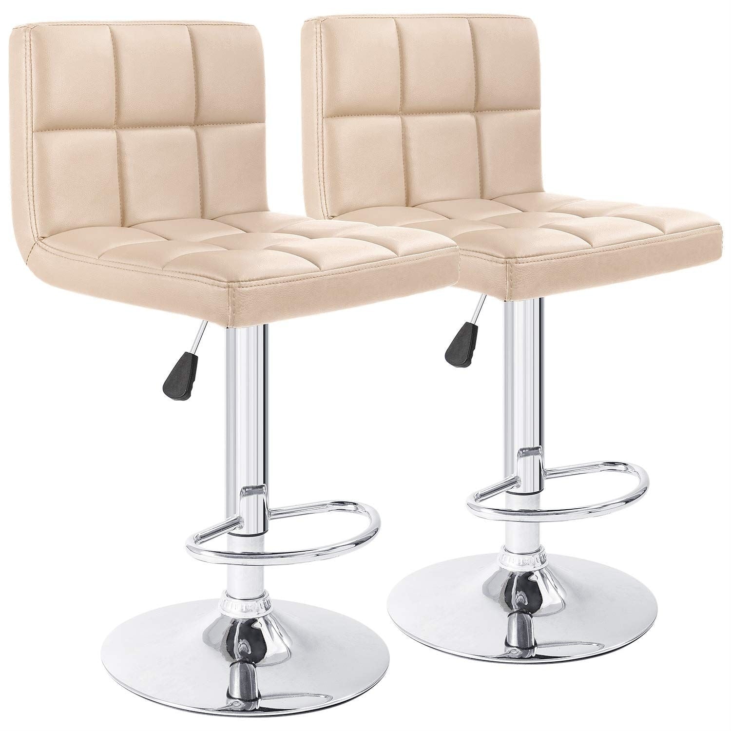 Bar Stools Adjustable Armless Swivel PU Leather Barstools Set of 2
