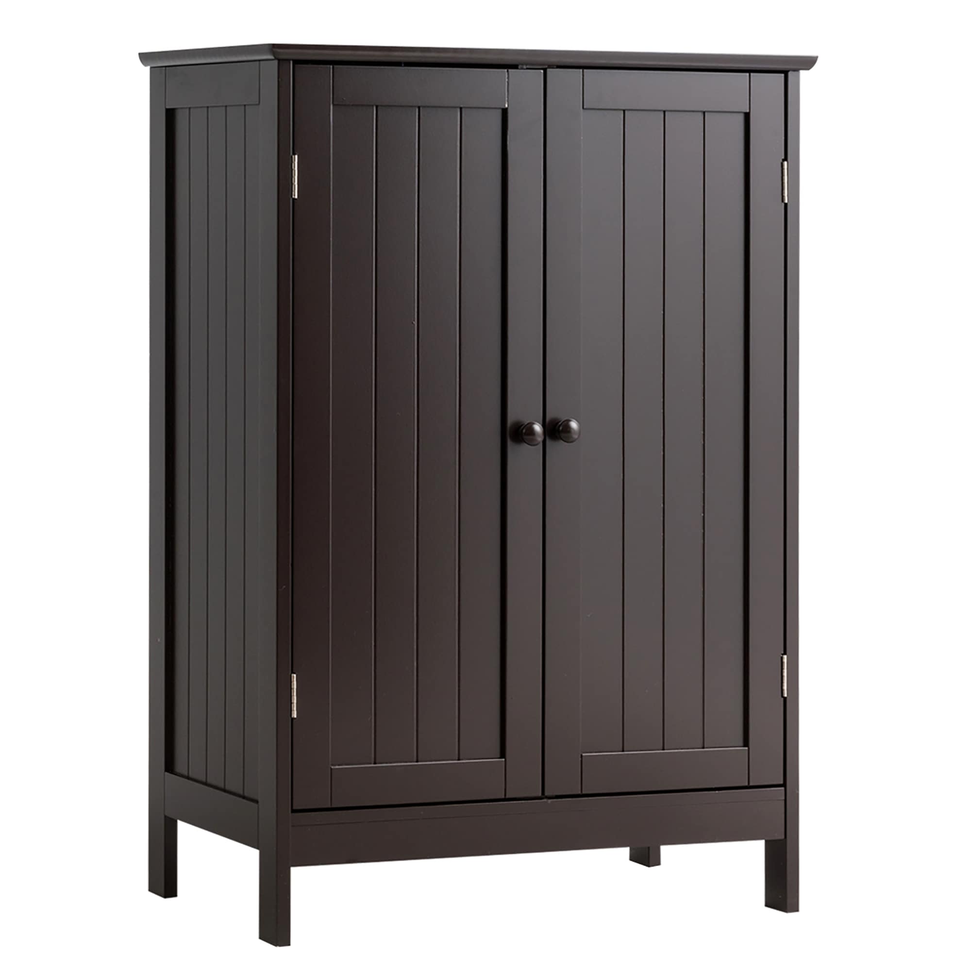 Bathroom Storage Cabinet with Double Doors Wooden Floor Shoe Cabinet
