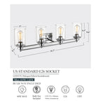 Bathroom Vanity Light,Wall Sconce Lamp Over Mirror with Clear Glass Shade