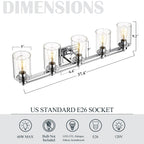 Bathroom Vanity Light,Wall Sconce Lamp Over Mirror with Clear Glass Shade