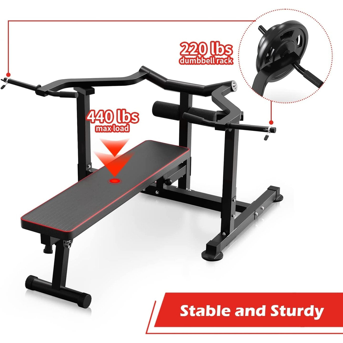 Zenova Bench Press Set Chest Press Machine with Independent Converging Arms and Dumbbell Rack