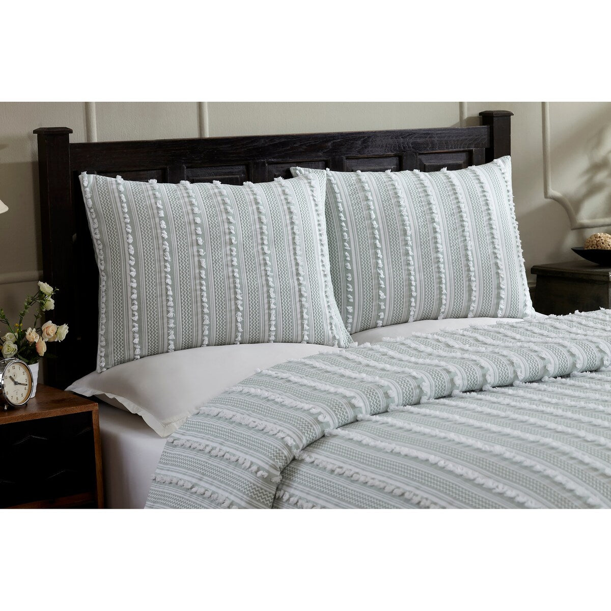 Better Trends Angelique Comforter Set 100% Cotton Tufted Soft Plush Chenille Elegant Stripes Machine Washable & Tumble Dry