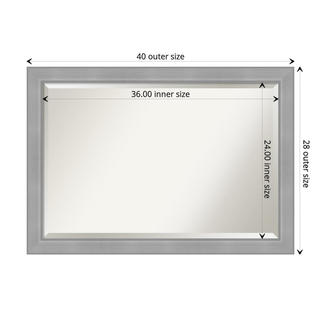 Beveled Bathroom Wall Mirror - Vista Brushed Nickel Frame
