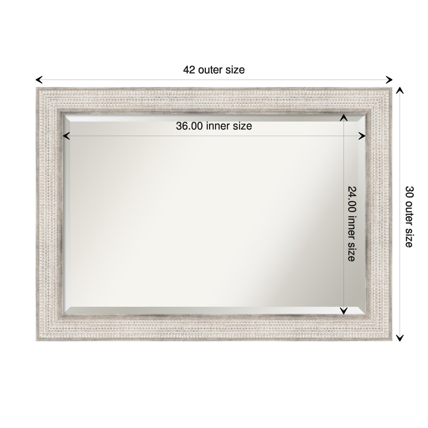 Beveled Wood Bathroom Wall Mirror - Trellis Silver Frame - Trellis Silver