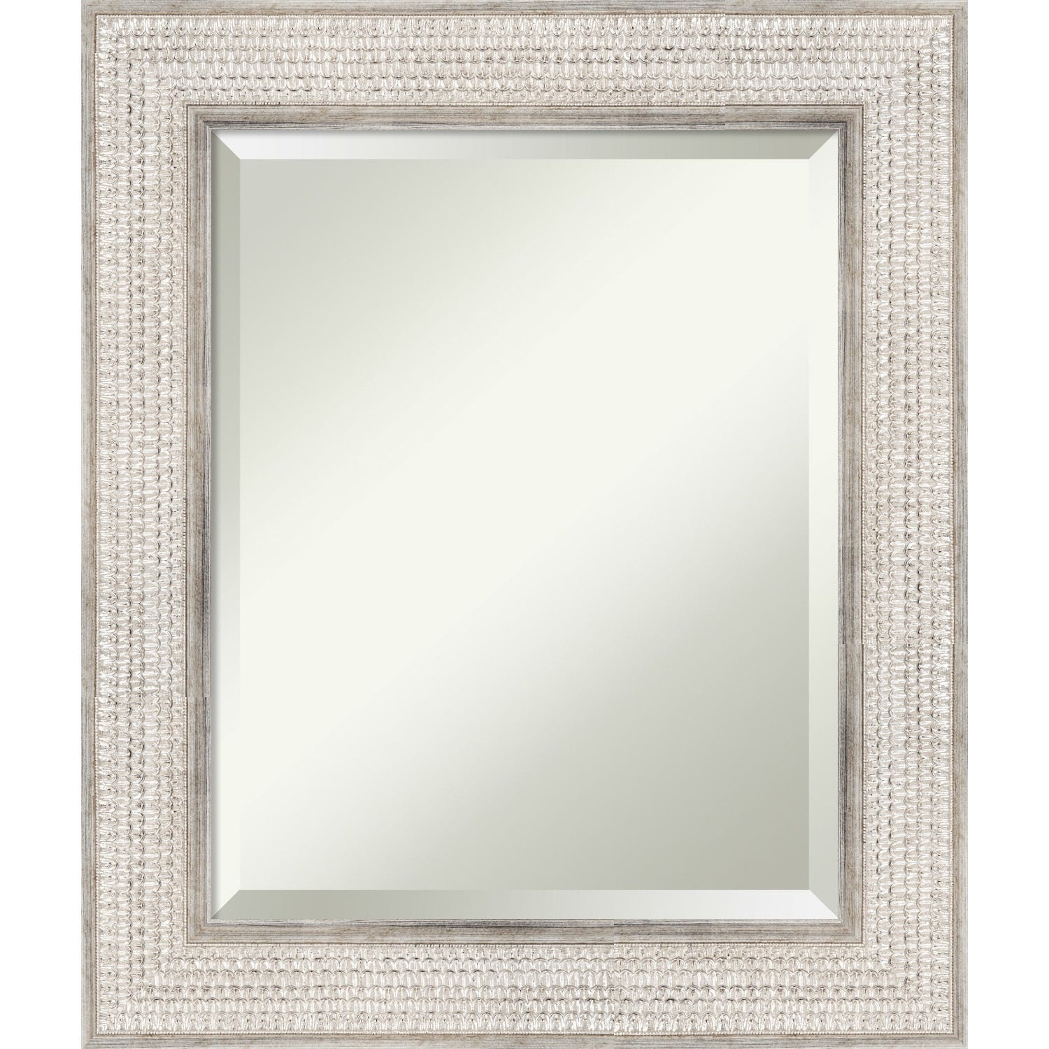 Beveled Wood Bathroom Wall Mirror - Trellis Silver Frame - Trellis Silver