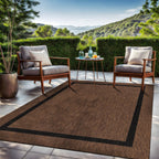 Beverly Rug Modern Bordered Indoor Outdoor Rug, Outside Carpet for Patio, Deck, Porch