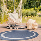 Beverly Rug Modern Bordered Indoor Outdoor Rug, Outside Carpet for Patio, Deck, Porch