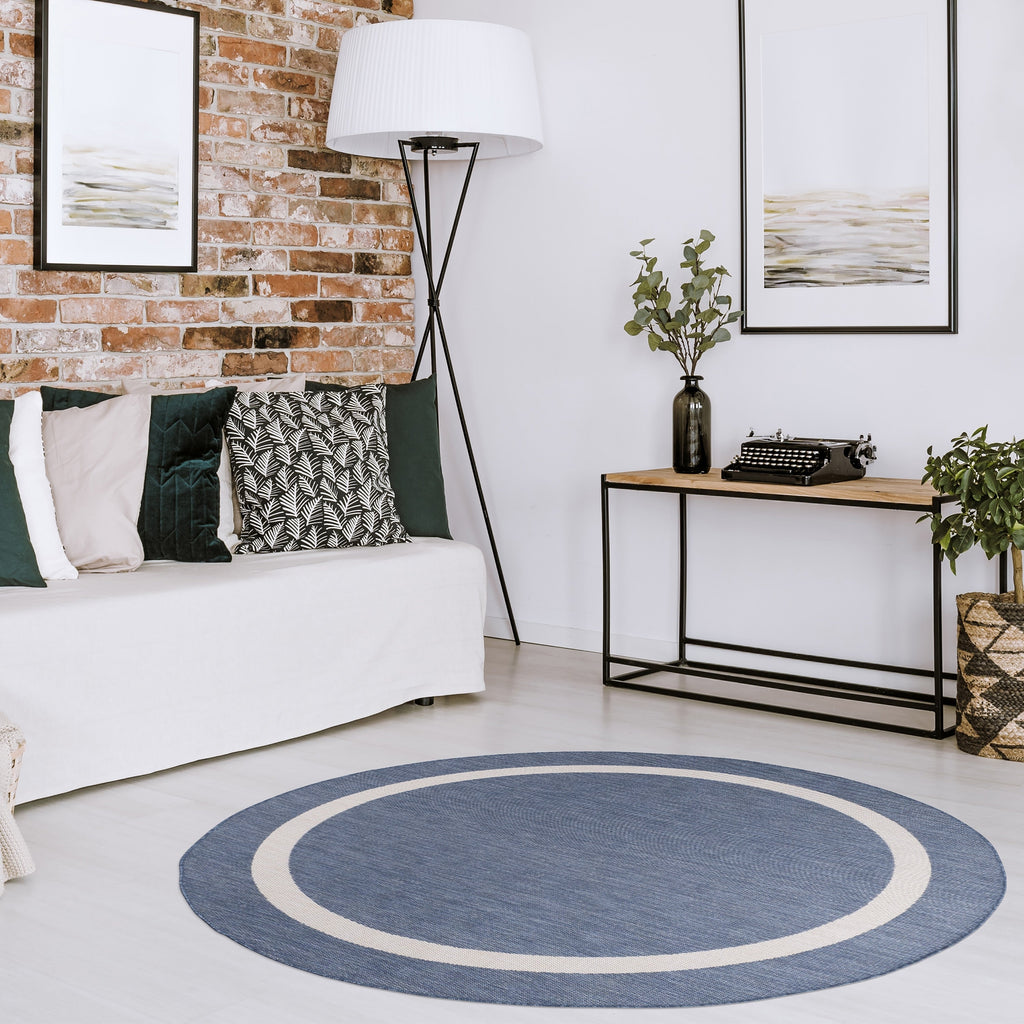 Beverly Rug Modern Bordered Indoor Outdoor Rug, Outside Carpet for Patio, Deck, Porch