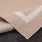 Beverly Rug Modern Bordered Indoor Outdoor Rug, Outside Carpet for Patio, Deck, Porch