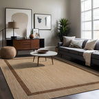 Beverly Rug Modern Bordered Indoor Outdoor Rug, Outside Carpet for Patio, Deck, Porch