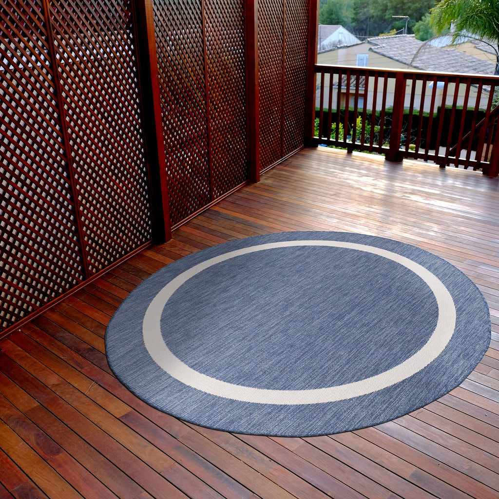 Beverly Rug Modern Bordered Indoor Outdoor Rug, Outside Carpet for Patio, Deck, Porch