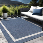 Beverly Rug Modern Bordered Indoor Outdoor Rug, Outside Carpet for Patio, Deck, Porch