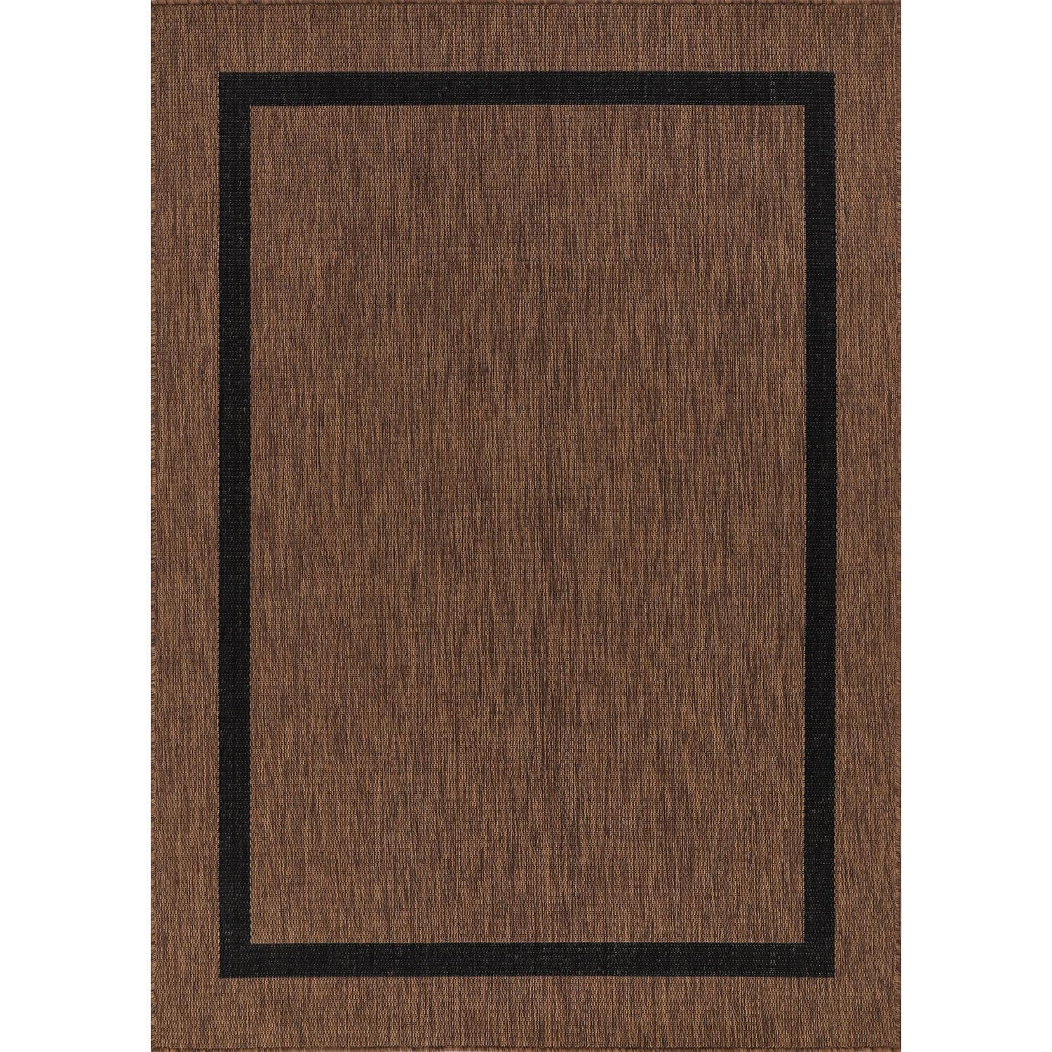 Beverly Rug Modern Bordered Indoor Outdoor Rug, Outside Carpet for Patio, Deck, Porch