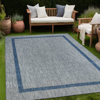 Beverly Rug Modern Bordered Indoor Outdoor Rug, Outside Carpet for Patio, Deck, Porch