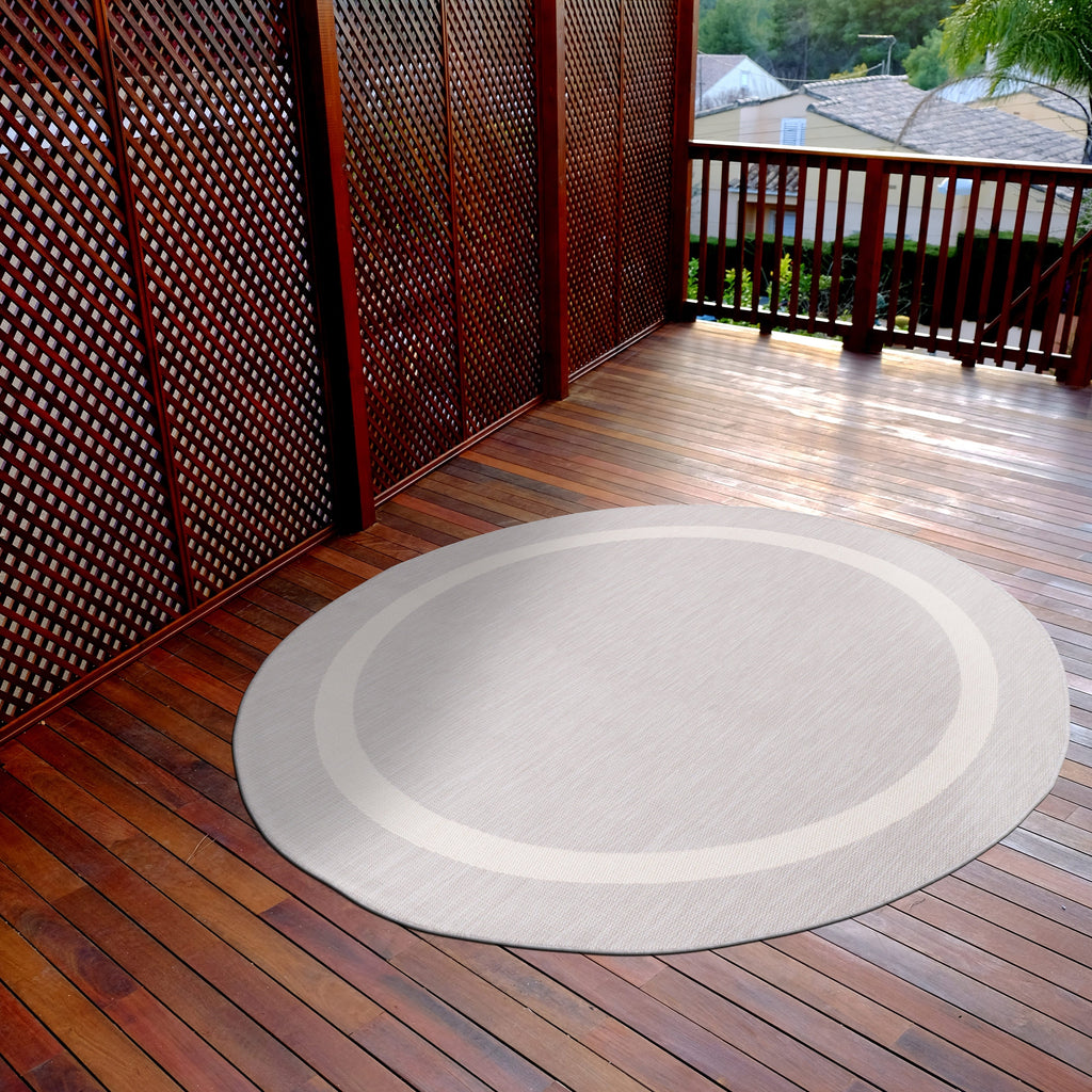 Beverly Rug Modern Bordered Indoor Outdoor Rug, Outside Carpet for Patio, Deck, Porch