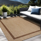 Beverly Rug Modern Bordered Indoor Outdoor Rug, Outside Carpet for Patio, Deck, Porch