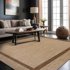 Beverly Rug Modern Bordered Indoor Outdoor Rug, Outside Carpet for Patio, Deck, Porch