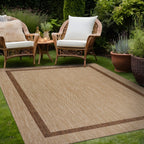 Beverly Rug Modern Bordered Indoor Outdoor Rug, Outside Carpet for Patio, Deck, Porch