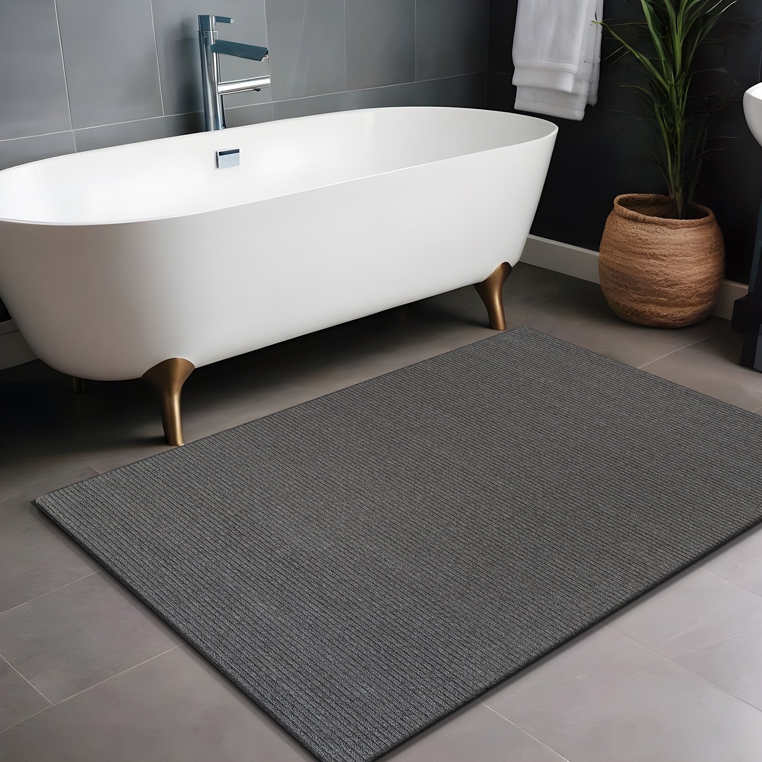 Beverly Rug Solid Color Non-Slip Rubber Back Washable Indoor Area Rug