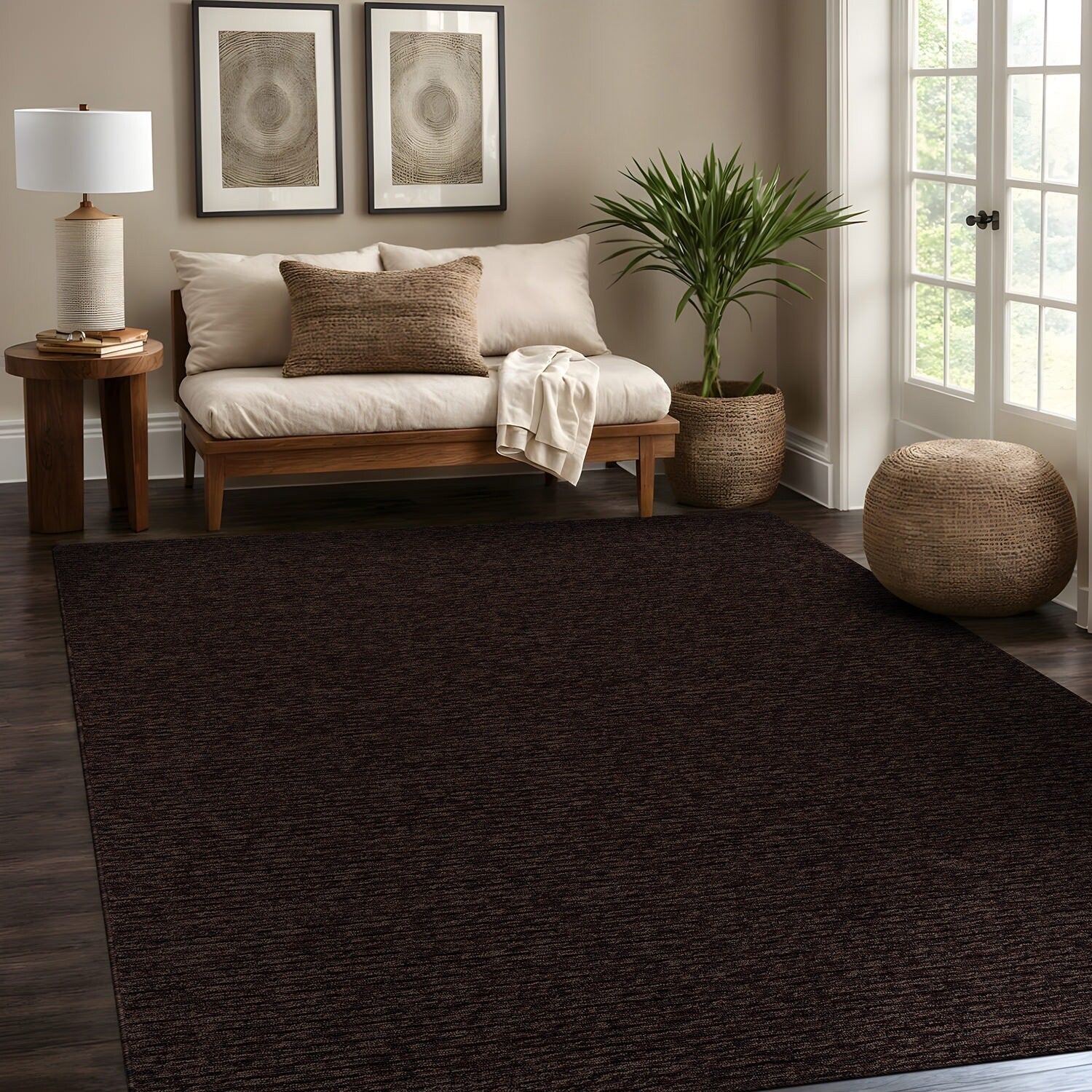 Beverly Rug Solid Color Non-Slip Rubber Back Washable Indoor Area Rug