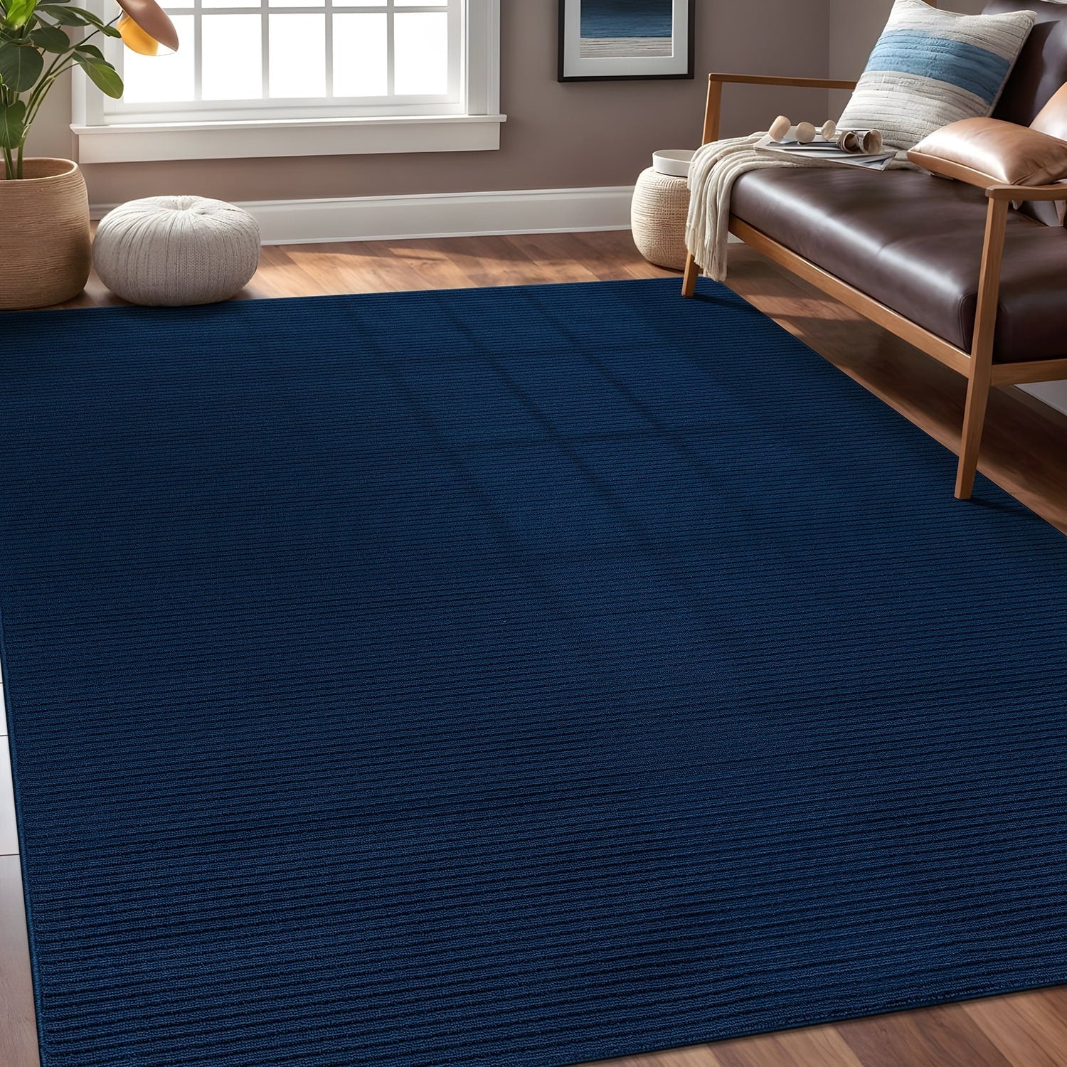 Beverly Rug Solid Color Non-Slip Rubber Back Washable Indoor Area Rug