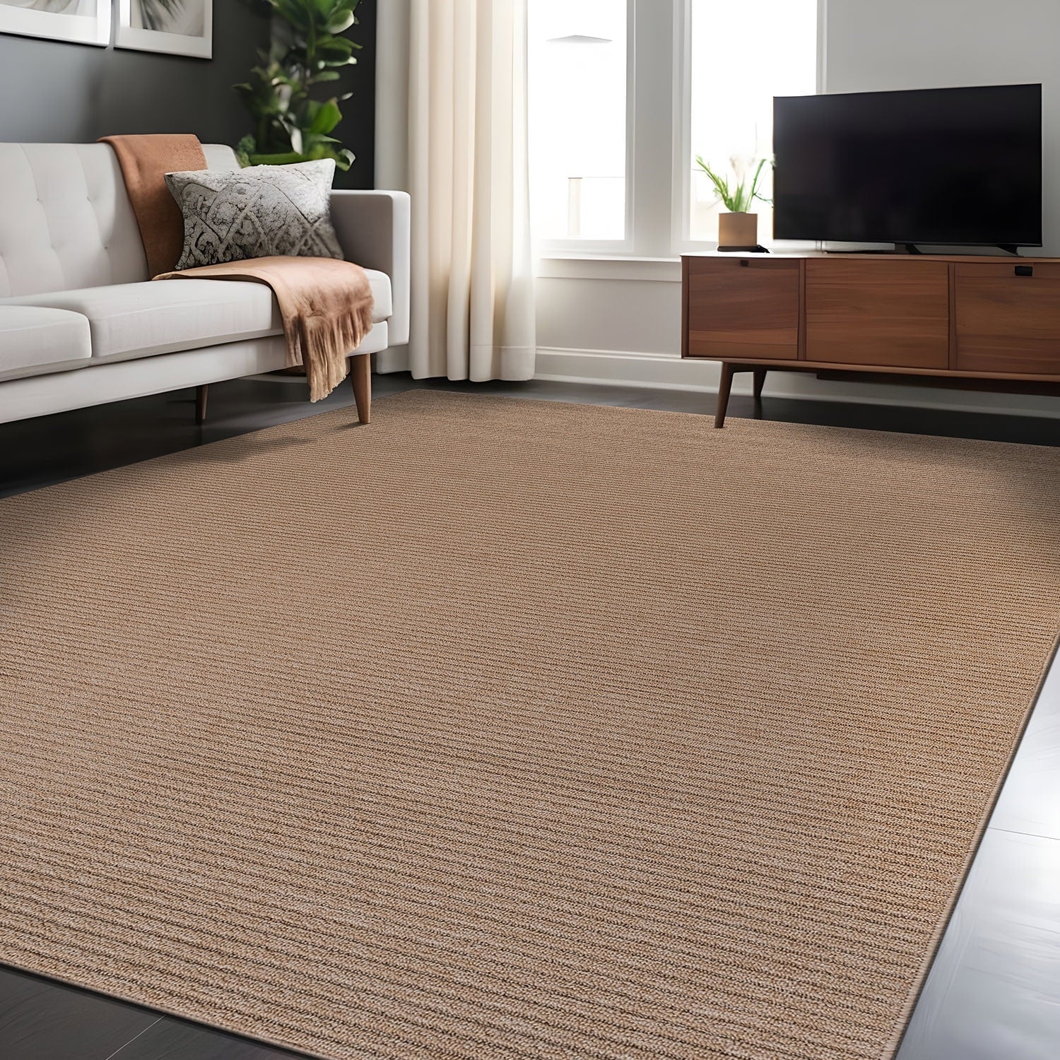 Beverly Rug Solid Color Non-Slip Rubber Back Washable Indoor Area Rug
