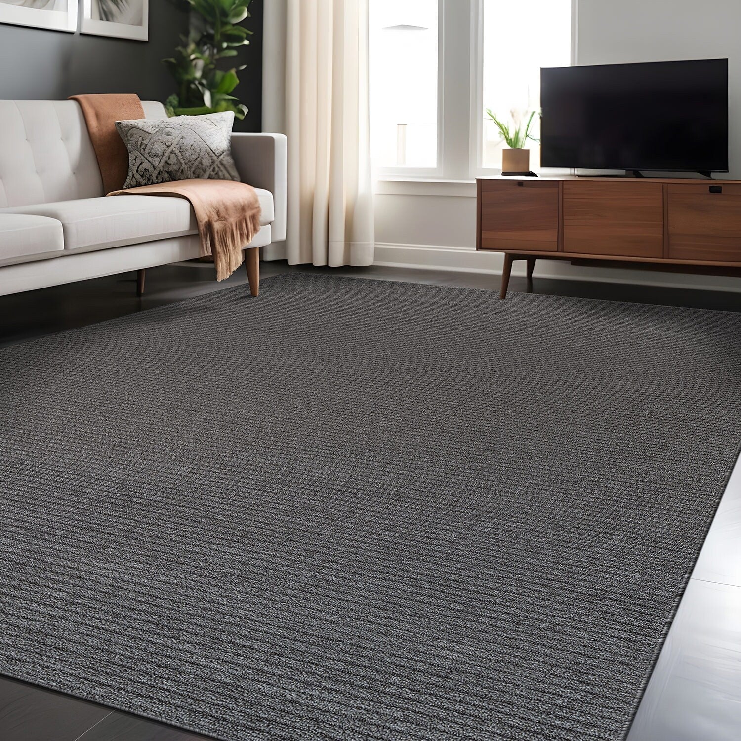 Beverly Rug Solid Color Non-Slip Rubber Back Washable Indoor Area Rug