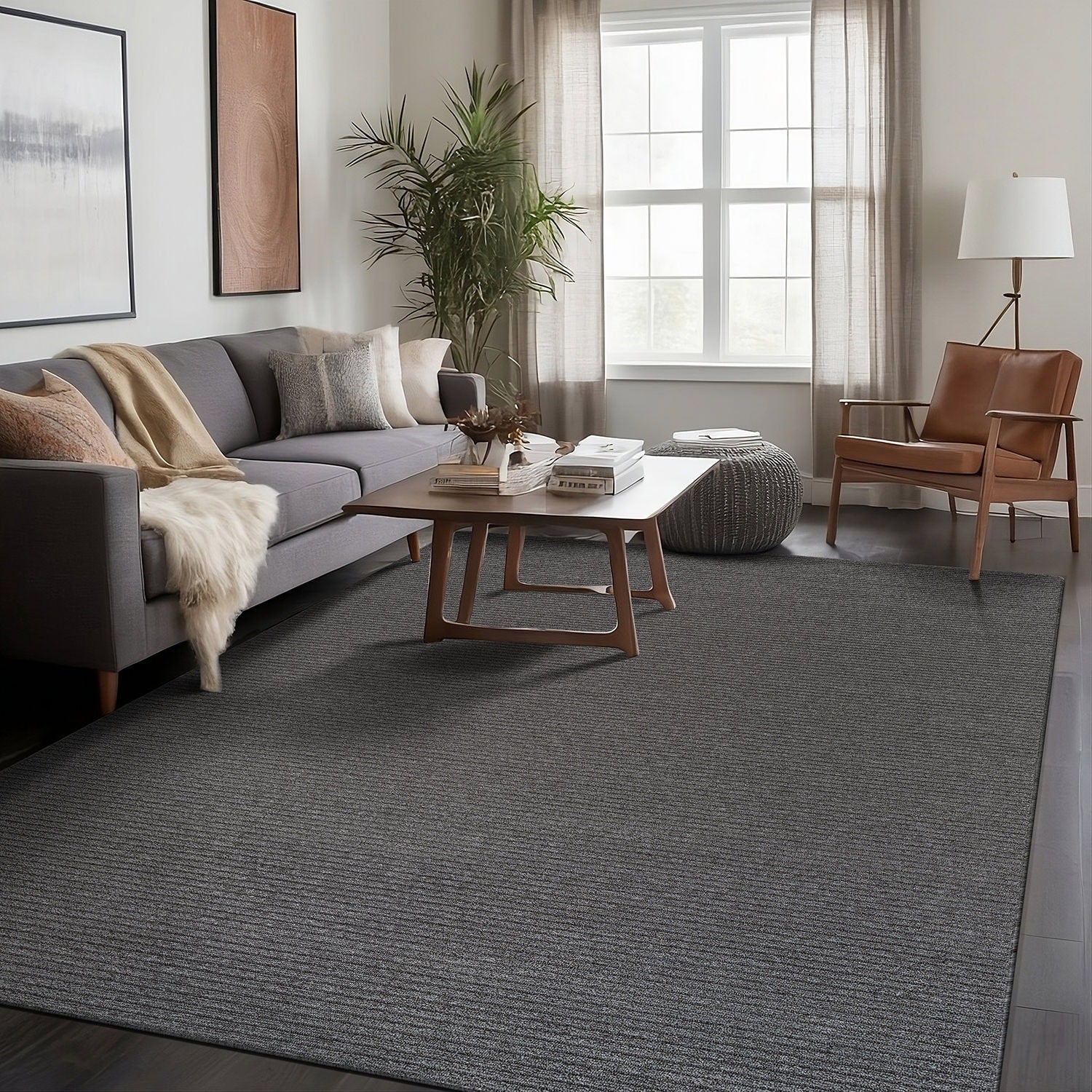 Beverly Rug Solid Color Non-Slip Rubber Back Washable Indoor Area Rug