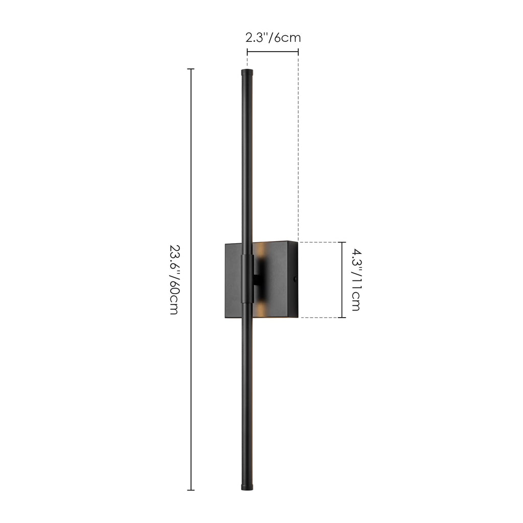 1-Light Black/ Gold/ Nickel Modern Long Linear Strip Wall Sconce Dimmable LED Bathroom Vanity Light