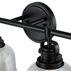 Black Bathroom Vanity Wall Light with Clear Prismatic Glass Shade